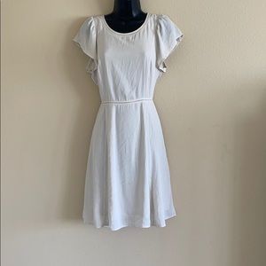 Elegant White Flutter Sleeve Dress